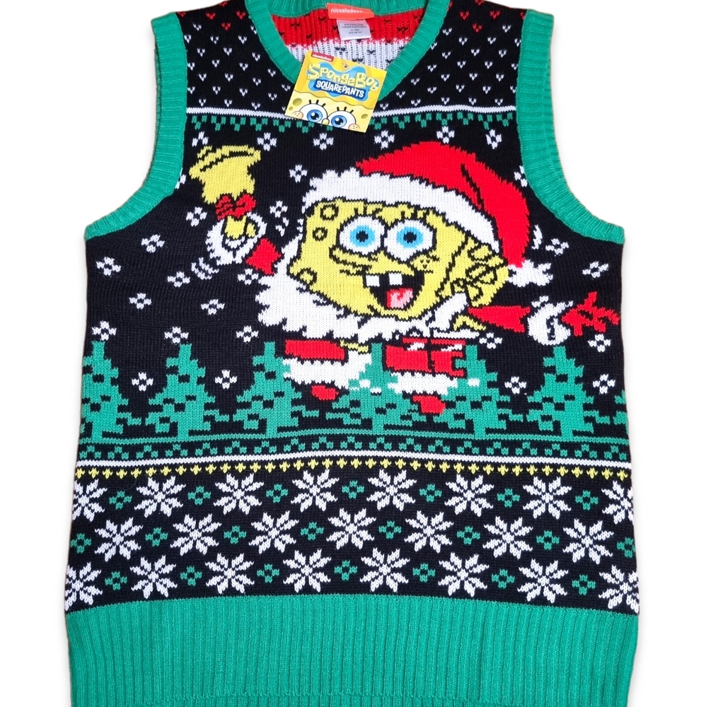 🔥HOST PICK🔥SpongeBob & Patrick Christmas Sweater Vest Men's Sz Medium